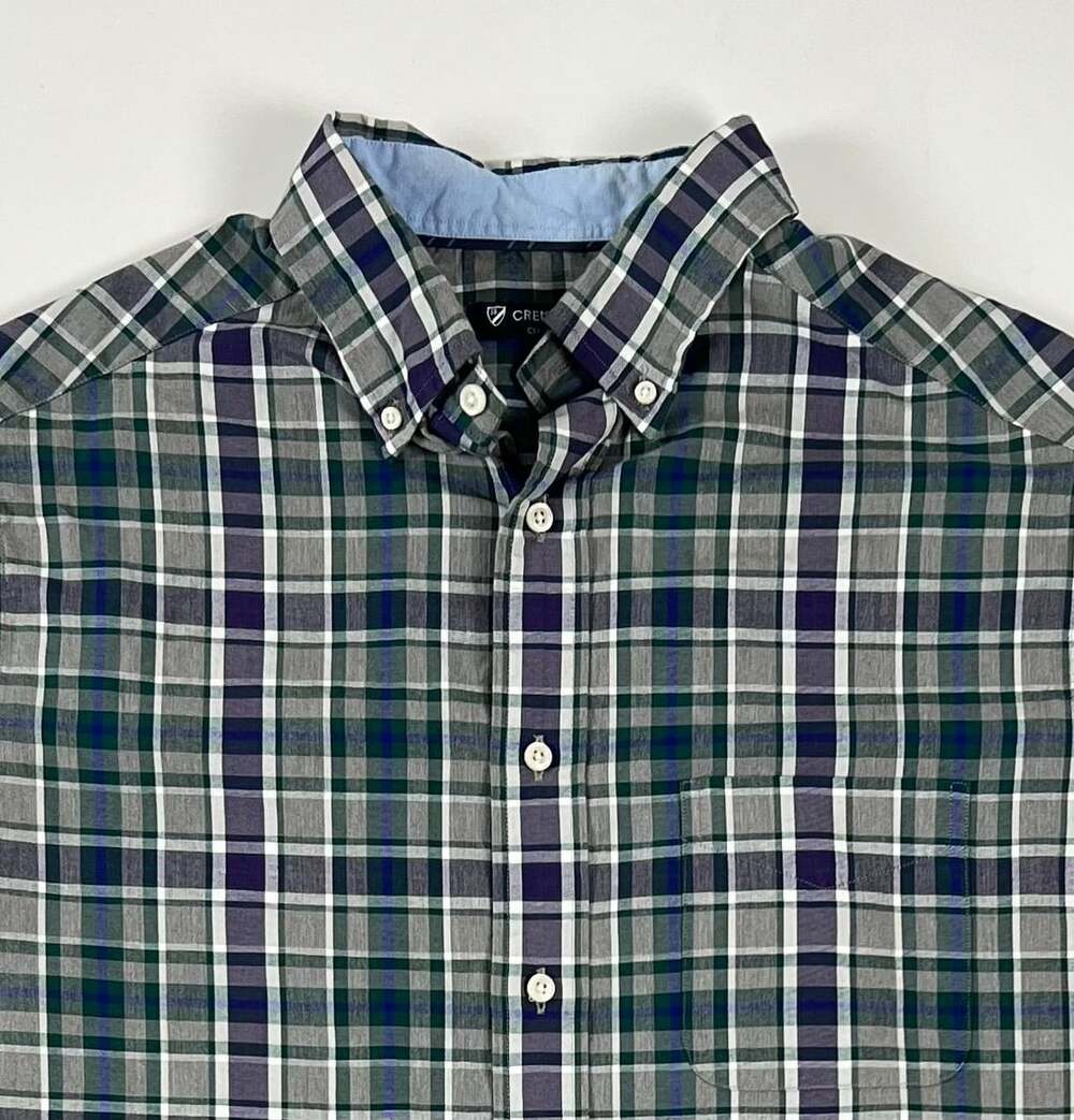 Cremieux Classics Mens LT Gray Green Plaid Long Sleeve Button Down Shirt 38